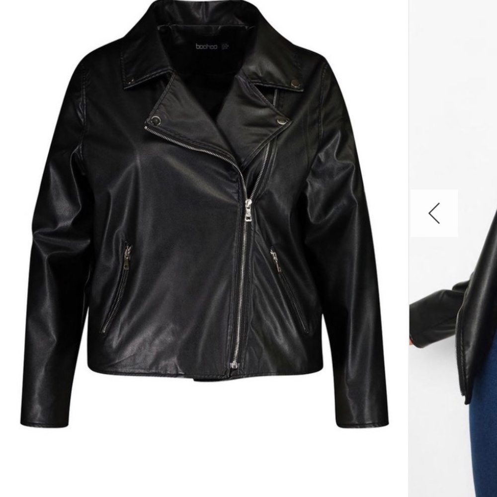 Black PLUS FAUX LEATHER ZIP MOTO JACKET
